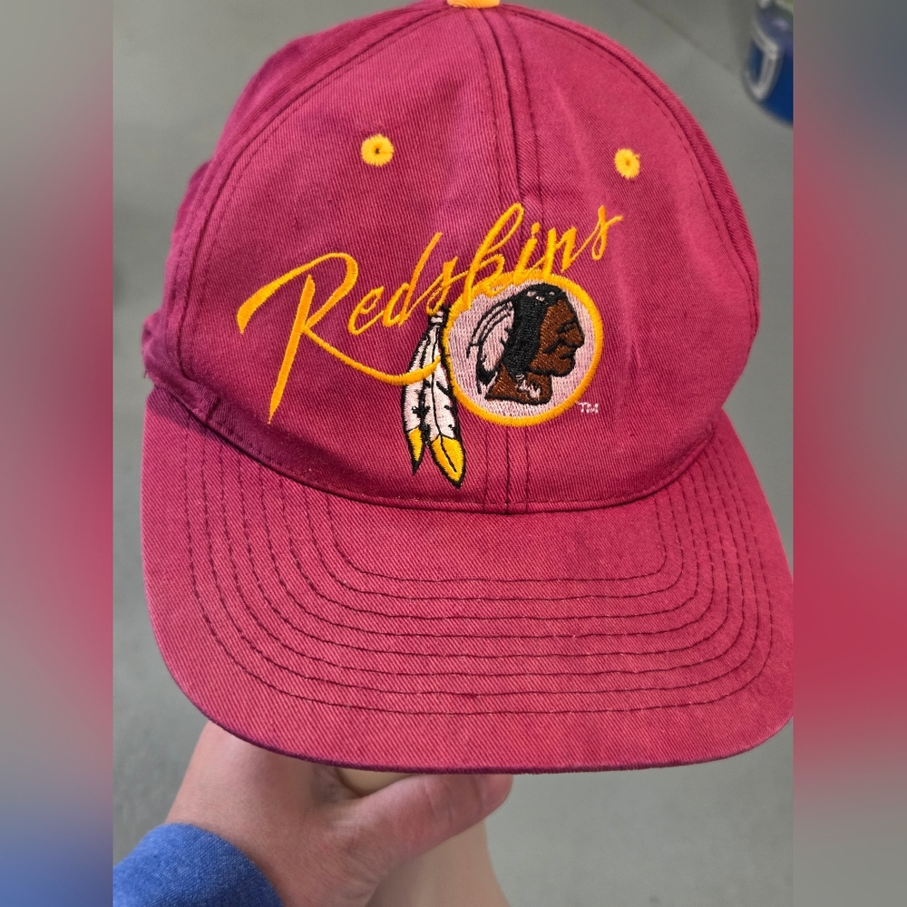 Vintage 90s Washington Redskins NFL Football Script Logo Snapback Hat
